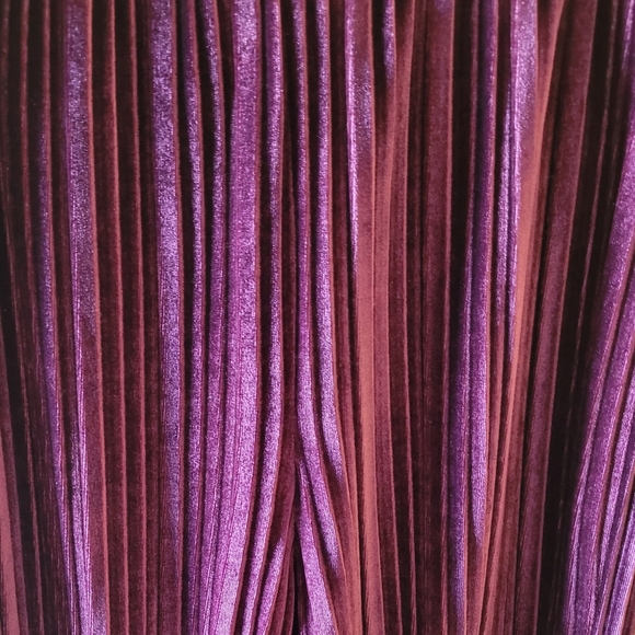Target Brand Accordian Pleat Velvet Plumb Purple Bell Bottom Pants Sz XSMALL - Picture 3 of 3